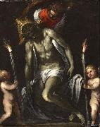 PALMA GIOVANE Christ supported by two cherubs supporting a Cero oil painting artist